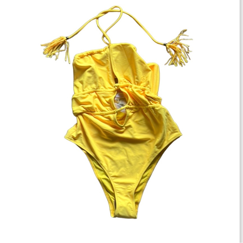 NWT $228 Ramy Brook Marta Strapless Swimsuit One Piece size XXS sunflower - Picture 9 of 10